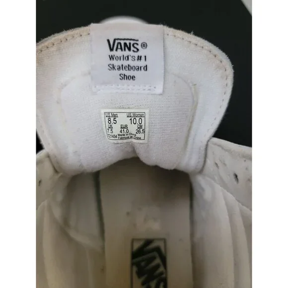 Vans Sk8-Hi Top Reissue Croc Embossed White Leather Sneakers Sz 8.5M / 10W - Picture 11 of 11